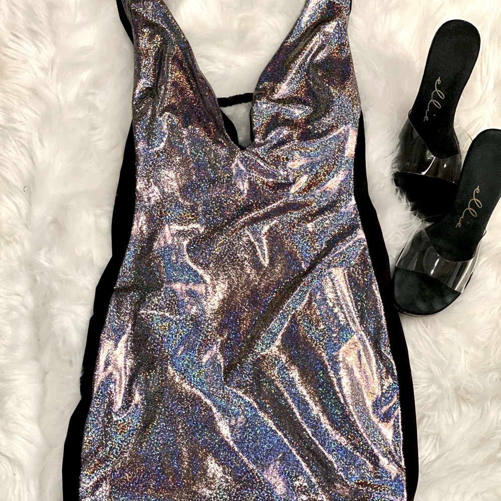 Mini Dress in Black Iridescence